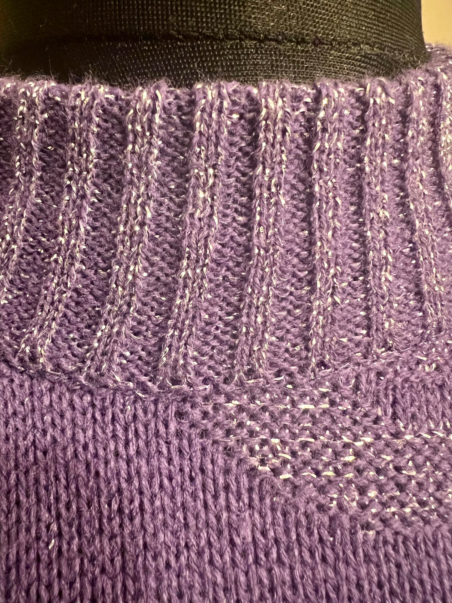 Vintage Glitzer Pullover Ombretto – Lila – Gr. M (38/40) 90s 80s Wolle