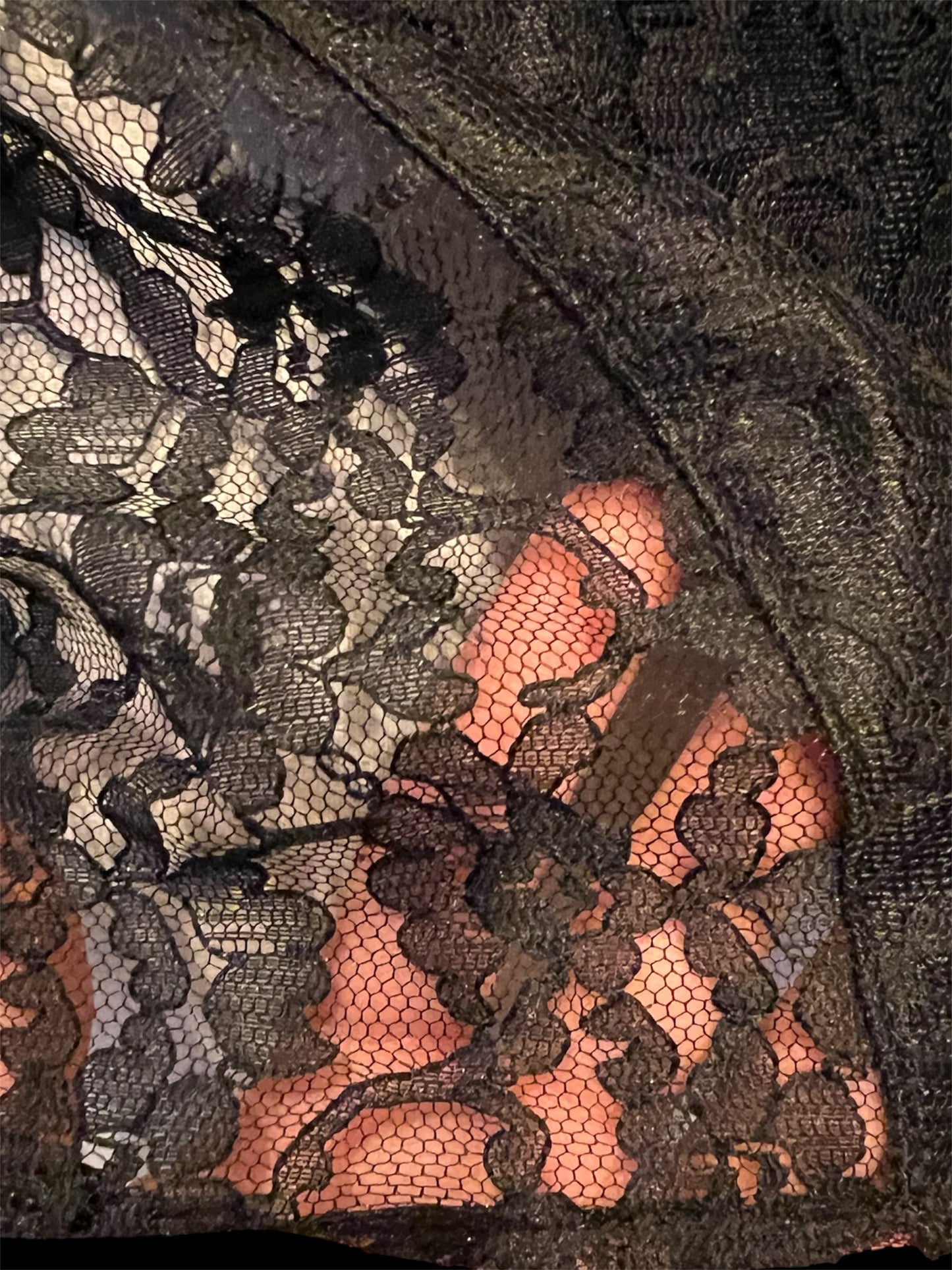 True Vintage 80s Spitzentop Schwarz Transparent | High Neck | Handmade Unikat Gr. 38