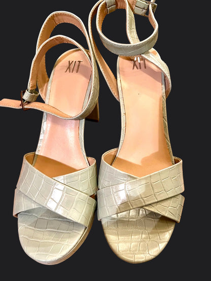 Mintgrüne Kroko Plateau-Sandaletten Gr. 40 – Y2K High Heels mit Blockabsatz von XIT