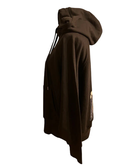 Rose Hoodie „Karl Who?“ Schwarzer Glitzer Sweatpullover Karl Motiv, M Oversized Fit