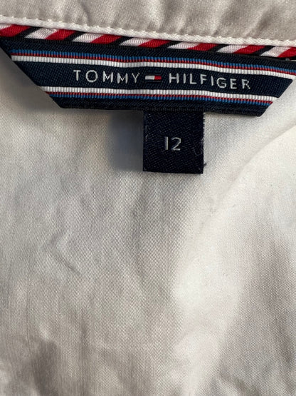 Tommy Hilfiger Vintage Bluse 38 40 M L Weiß Lochmuster Goldknöpfe Y2K