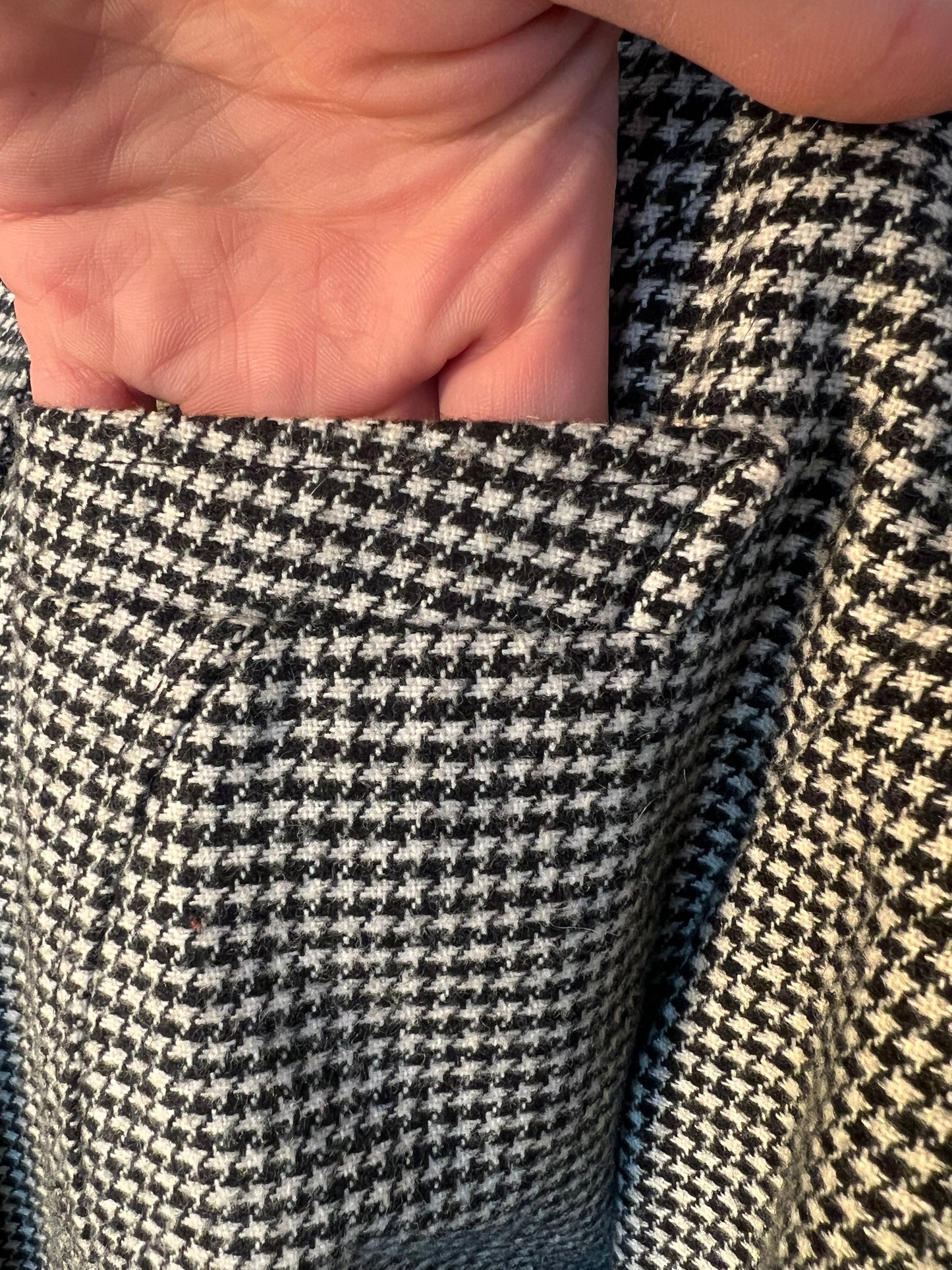 Midway Clothing Co. Vintage Kurzblazer 36 38 S Hahnentritt Schwarz Weiss 80s Oversize Wolle