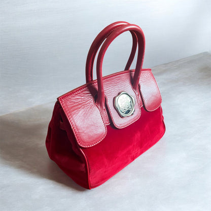 Vintage Tasche Iris Horbach Rot – Leder & Samt | Verstellbar 90s y2k