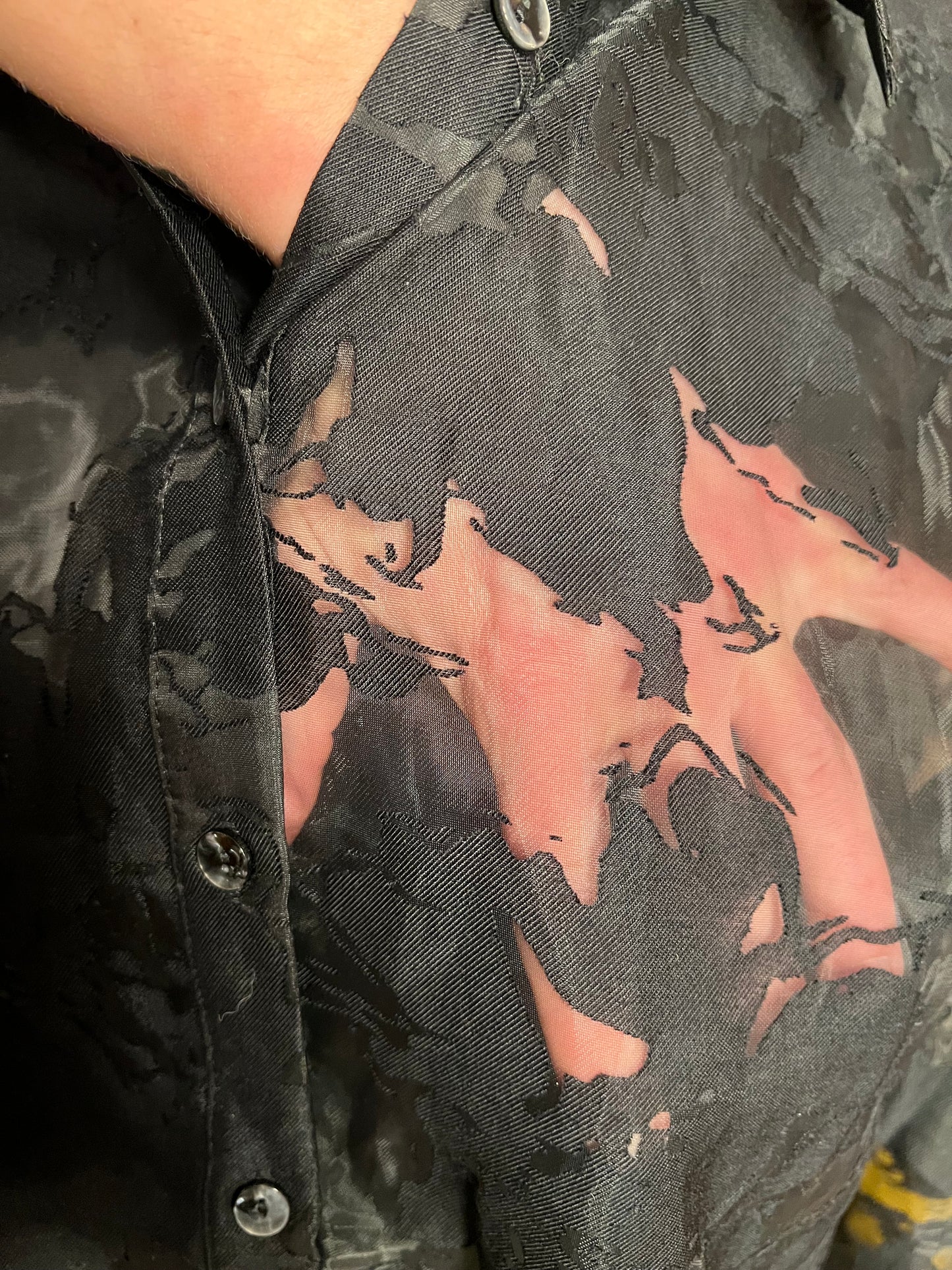 Sara's Choice: Disturbia Oversize Bluse Floral schwarz transparent | Gr. 42 44 46 XL | Dark Alternative