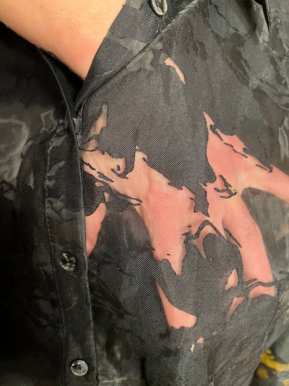 Sara's Choice: Disturbia Oversize Bluse Floral schwarz transparent | Gr. 42 44 46 XL | Dark Alternative