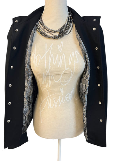 Edgy Bikerjacke / Blazer Gr. 36 - 38 | Schwarz | Silber‑Nieten & Reißverschlüsse | Rockig