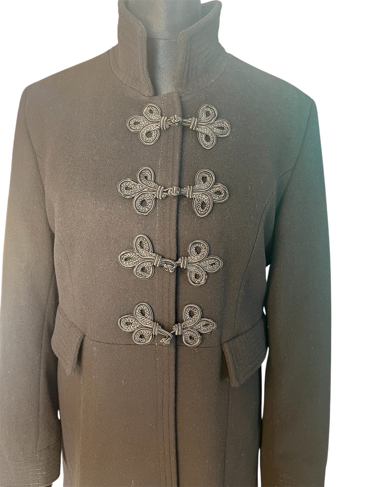 Vintage TUZZI Wollmantel Schwarz Gr. 40 M | 70% Schurwolle & Kaschmir | Gothic Old Money Y2K