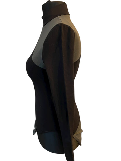 Wolford Vintage Body Gr. L – 90s 2000s Made in Austria – Schwarz Grau Langarm – Designer Minimalism