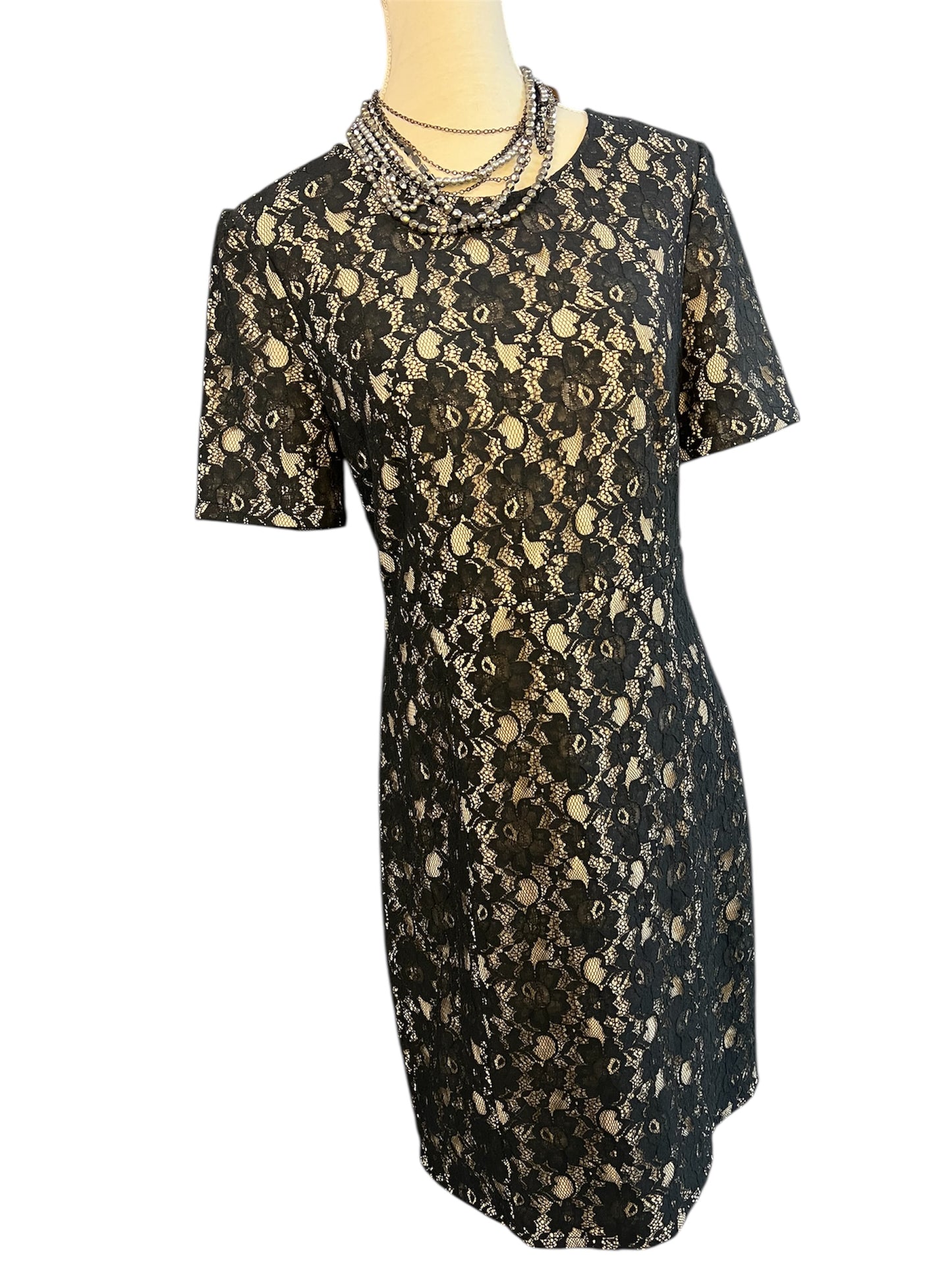 Street One Spitzenkleid Gr. 40 | Schwarz Beige | Elegant | YKK Reißverschluss