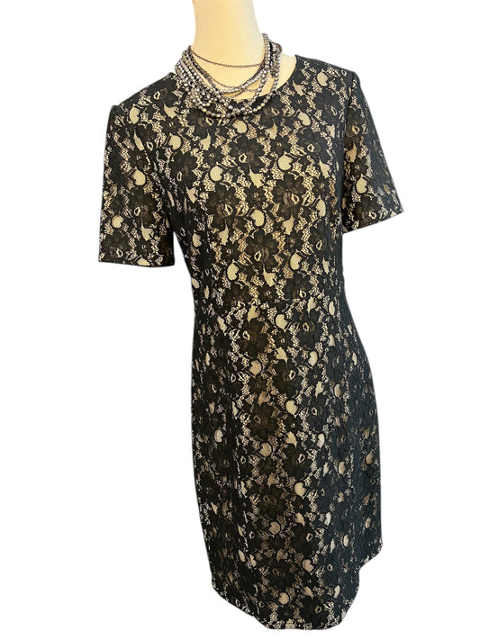 Street One Spitzenkleid Gr. 40 | Schwarz Beige | Elegant | YKK Reißverschluss