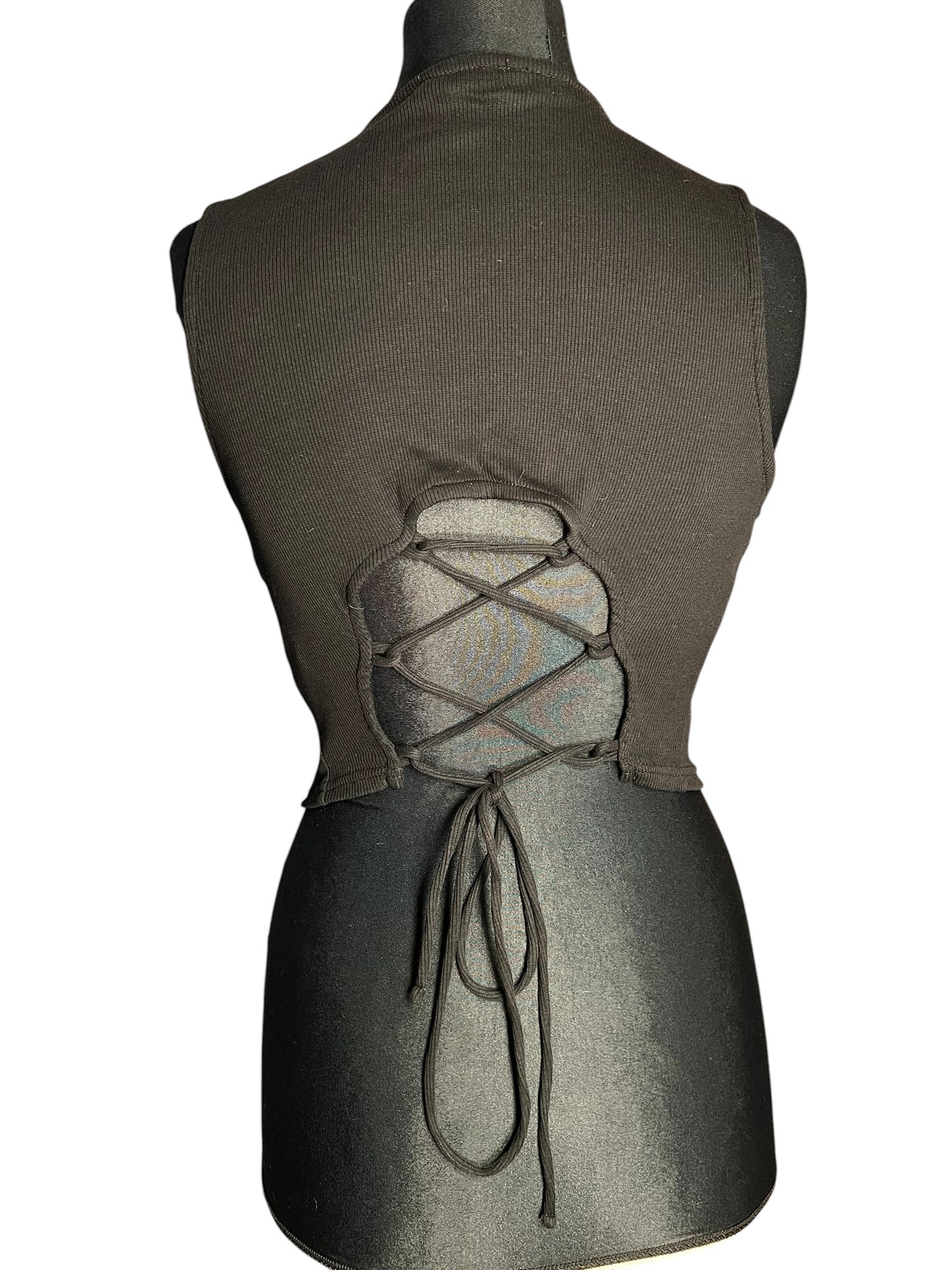 Sara's Choice: Even & ODD – Top Cropped Schnürung | Gr. 36 / 38 | Dark Alternative