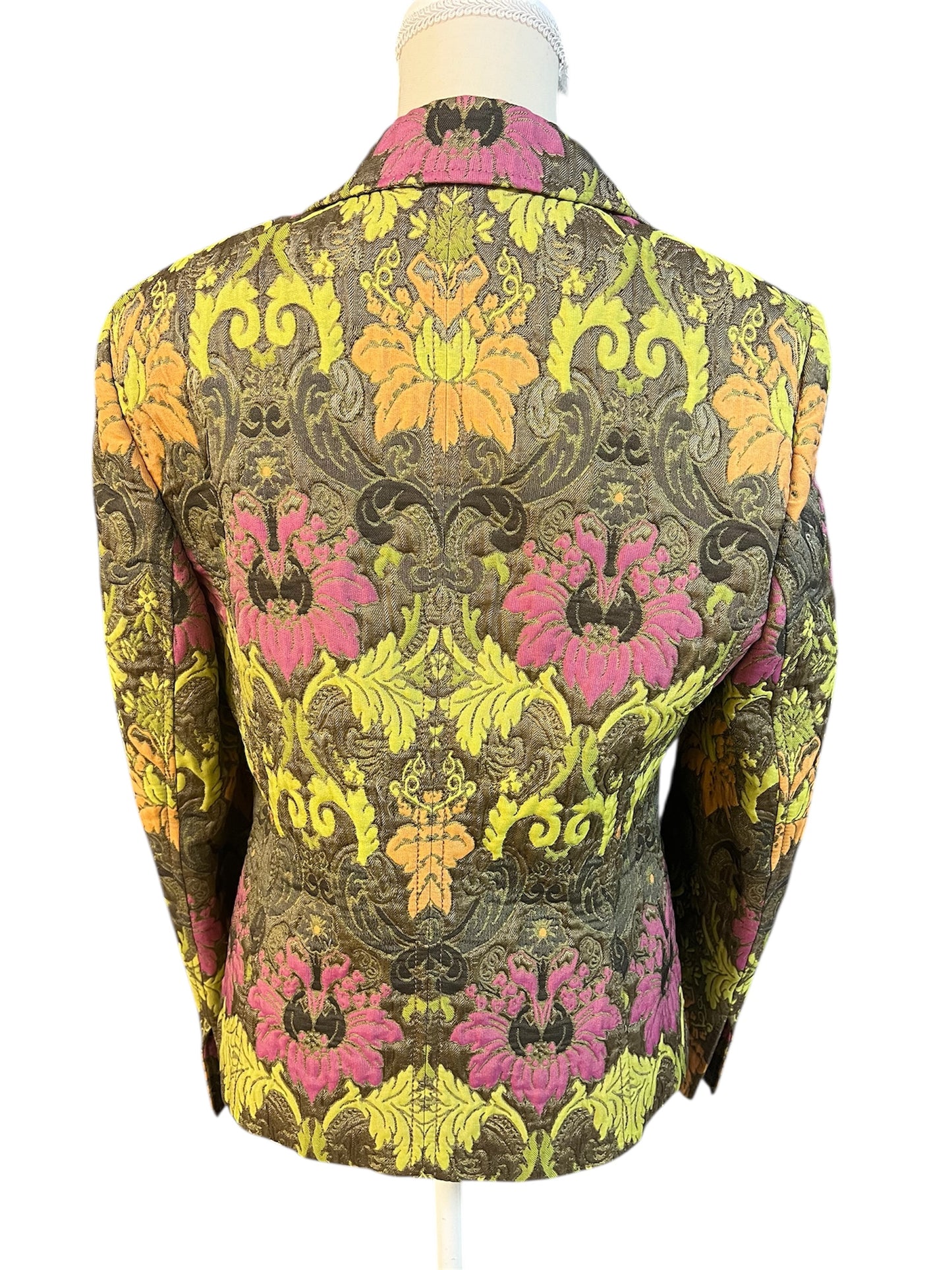 Vintage Laurél Blazer Gr. 38 – 3D Floral Print, bunter Statement-Blazer, Retro Chic