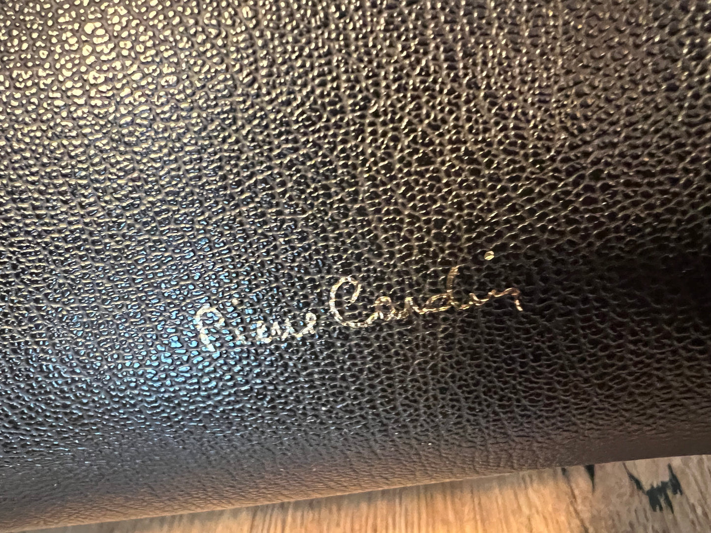 Vintage Pierre Cardin Kulturtasche Leder schwarz weinrot Herren Tasche Reise Kosmetik 80s 90s