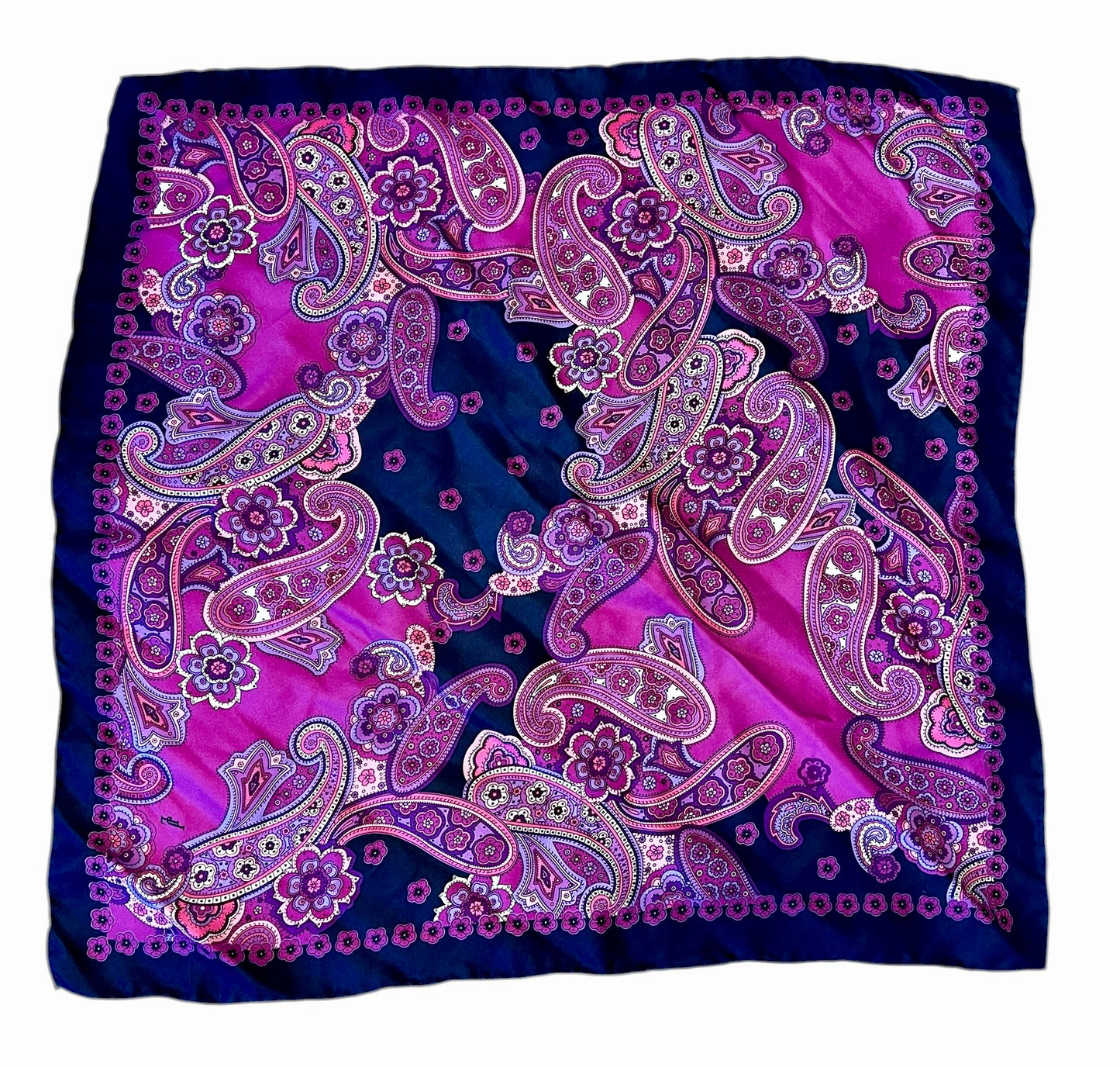Vintage Jammers & Leufgen Seidentuch lila pink Paisley JL 52x52 cm 80s 90s y2k Tuch