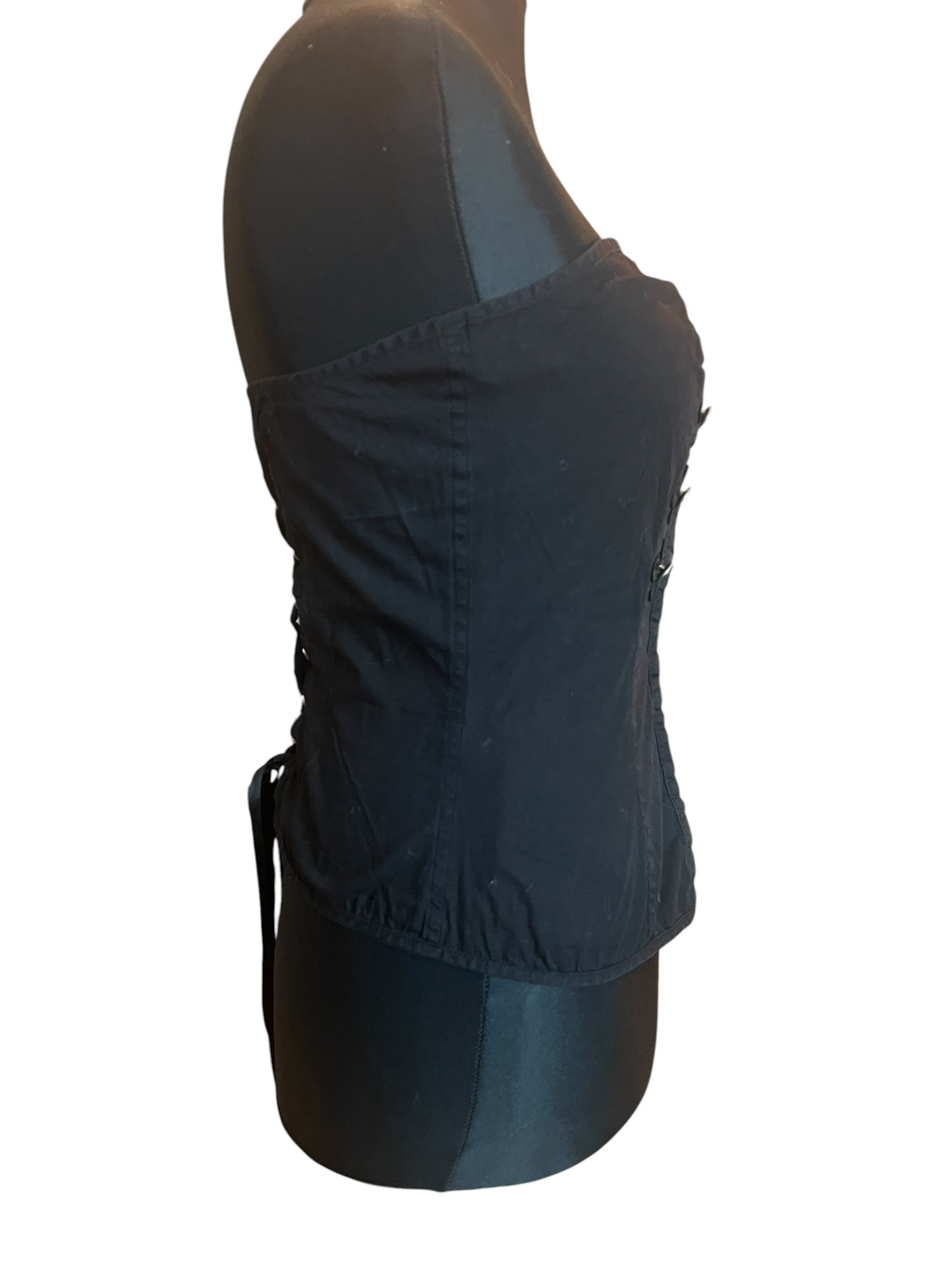Sara's Choice: Criminal Damage – Korsage Top Knöpfe Schnürung | Gr. L 40 42  | Dark Alternative