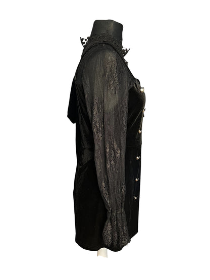 Sara's Choice: Samt Jumpsuit mit Spitze u. Knöpfen – Gr  38 40 M L Dark Alternative