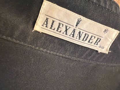 Vintage Alexander Bluse Gr. 40 80er | Schwarz | High Neck | Dark Fashion Statement