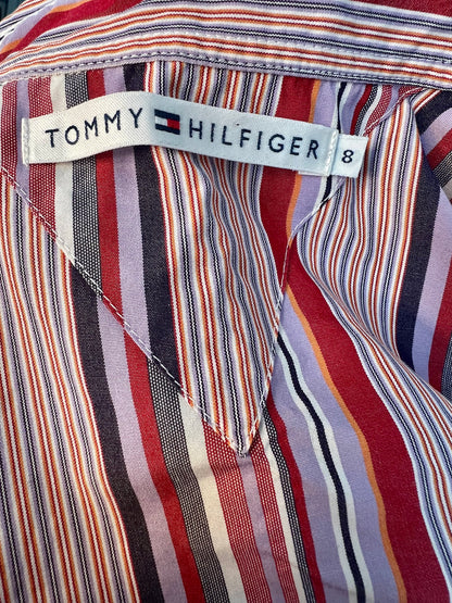 Tommy Hilfiger Bluse Vintage S 36 lila weinrot gestreift Top Zustand y2k 90s