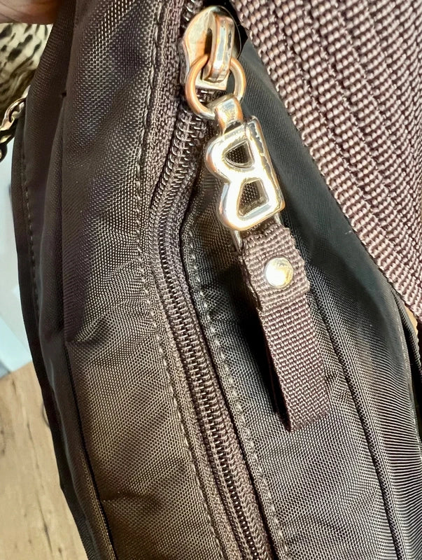 Vintage Bogner Nylon Tasche Braun | Große Schultertasche mit Logo | Top Zustand