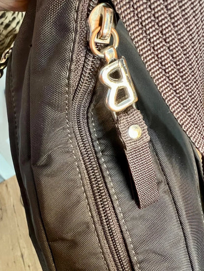 Vintage Bogner Nylon Tasche Braun | Große Schultertasche mit Logo | Top Zustand