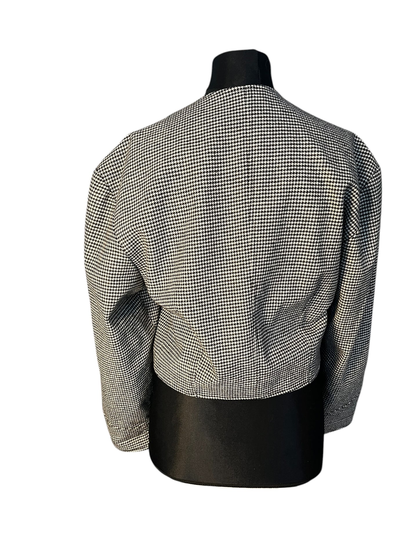 Midway Clothing Co. Vintage Kurzblazer 36 38 S Hahnentritt Schwarz Weiss 80s Oversize Wolle