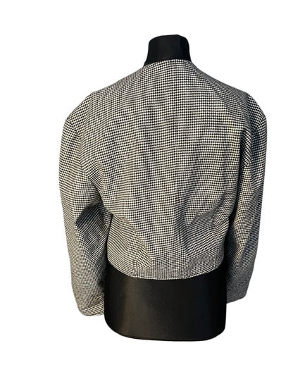 Midway Clothing Co. Vintage Kurzblazer 36 38 S Hahnentritt Schwarz Weiss 80s Oversize Wolle