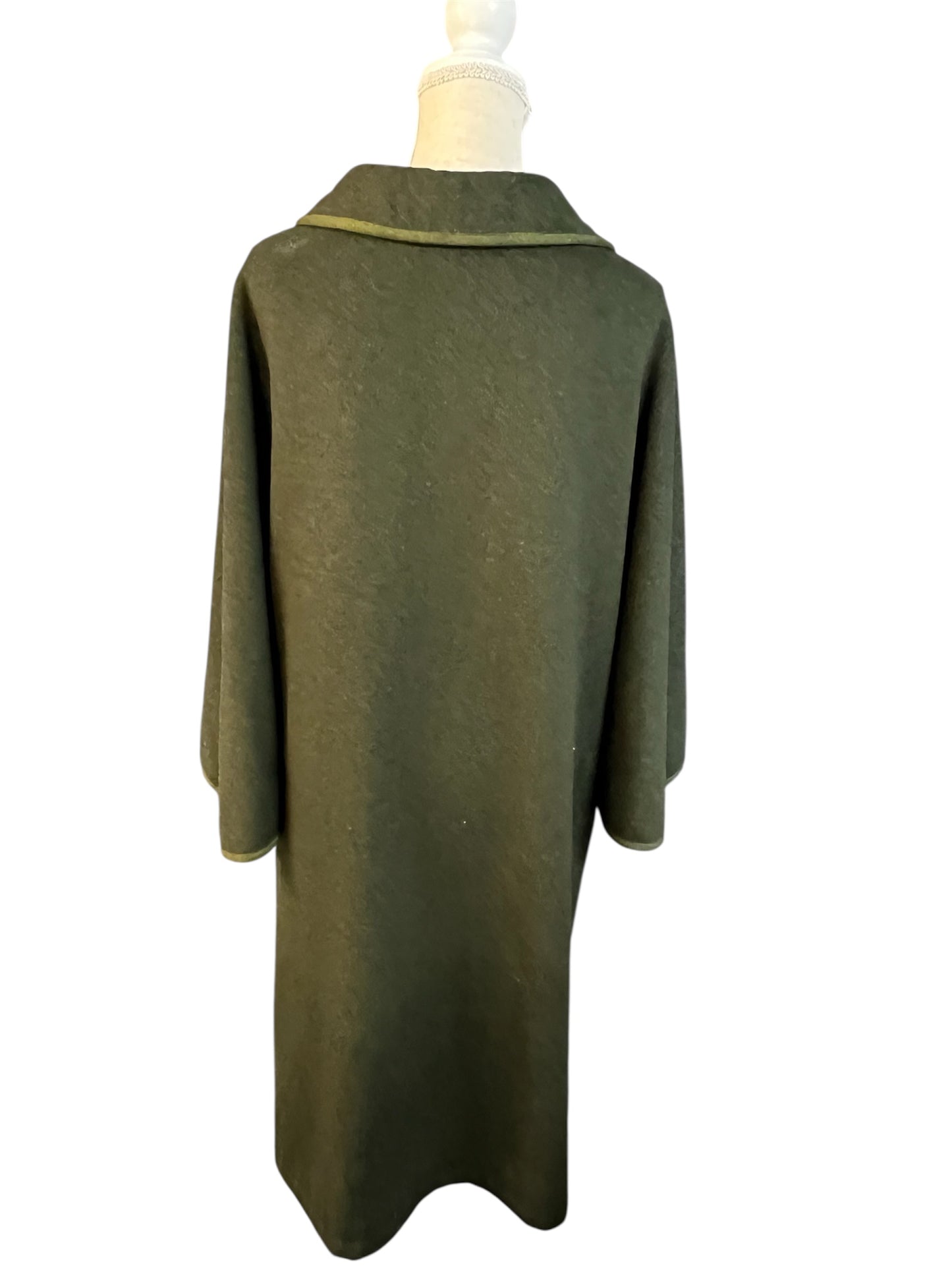 Vintage 70s Wollmantel • Grün • Oversize L/M • Cape-Look Wolle