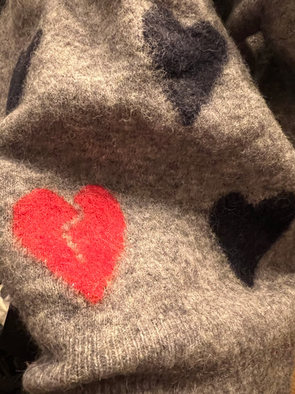 AllSaints Herz Pullover Grau | Wolle & Alpaka | L Oversize | Neupreis 225 € | Top Zustand