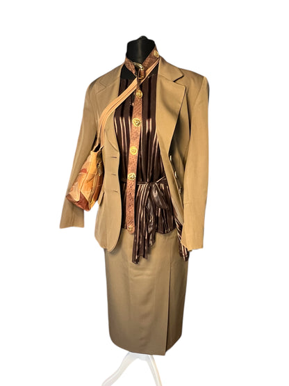 Strenesse Kostüm Damen Gr. 38 – 100% Schurwolle – Eleganter Blazer & Rock – Beige – Business Chic