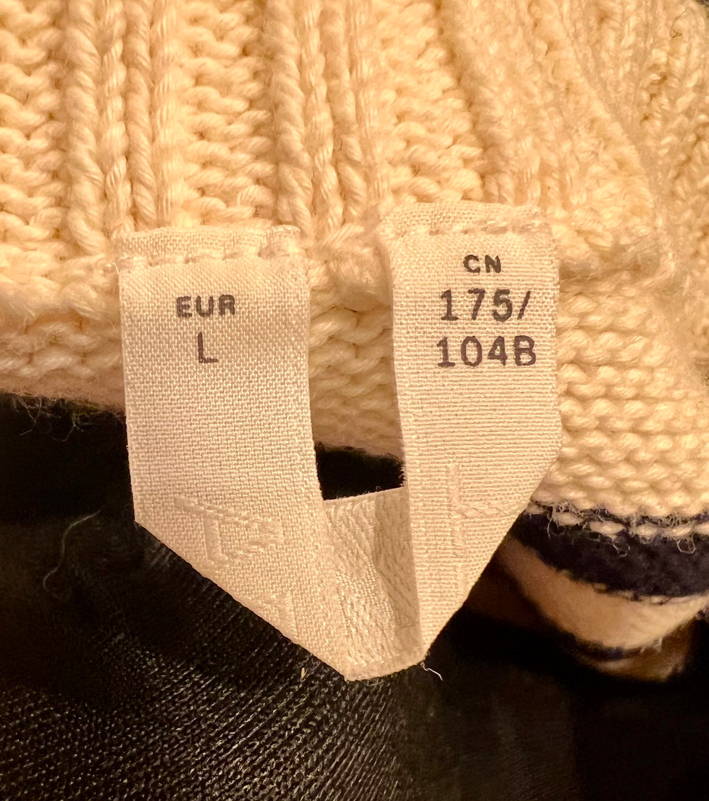 Arket Strickpullover L – Creme Schwarz Gestreift, Knopfleiste, Baumwolle