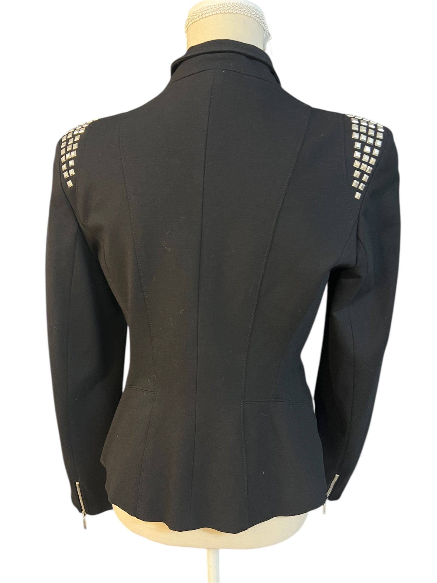 Edgy Bikerjacke / Blazer Gr. 36 - 38 | Schwarz | Silber‑Nieten & Reißverschlüsse | Rockig