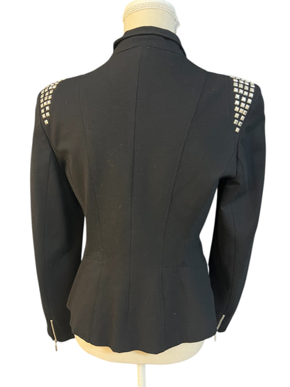 Edgy Bikerjacke / Blazer Gr. 36 - 38 | Schwarz | Silber‑Nieten & Reißverschlüsse | Rockig