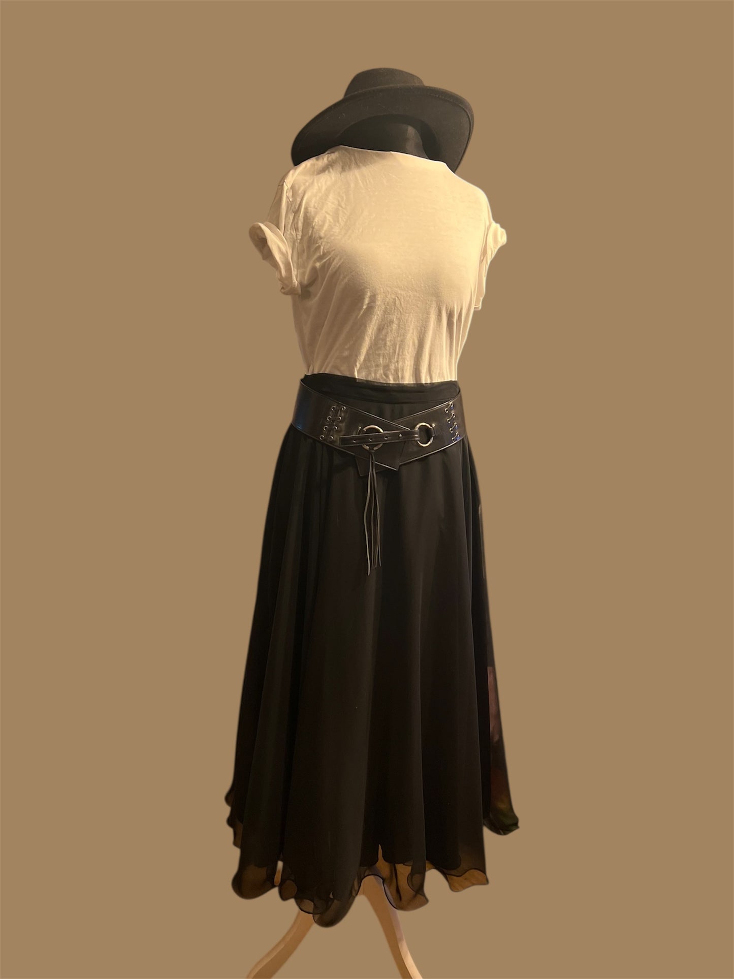 Vintage Hermann Lange Collection Rock | Schwarz, Lang, Glitzersaum | Made in West Germany | M 38 40