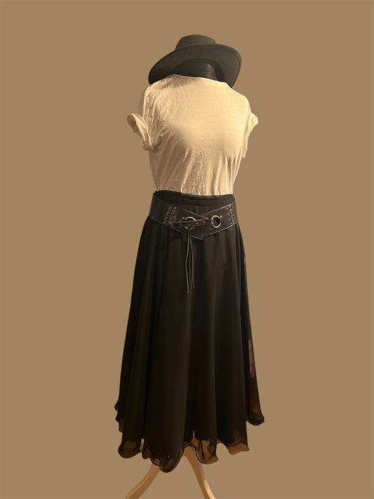 Vintage Hermann Lange Collection Rock | Schwarz, Lang, Glitzersaum | Made in West Germany | M 38 40