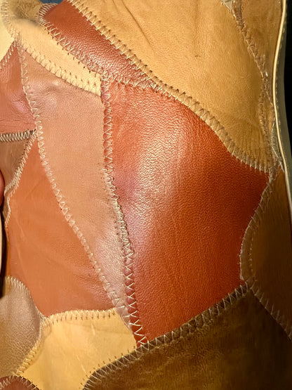 Vintage y2k Patchwork Tasche Braun/Beige – Stefano – Schultertasche – 31×21 cm