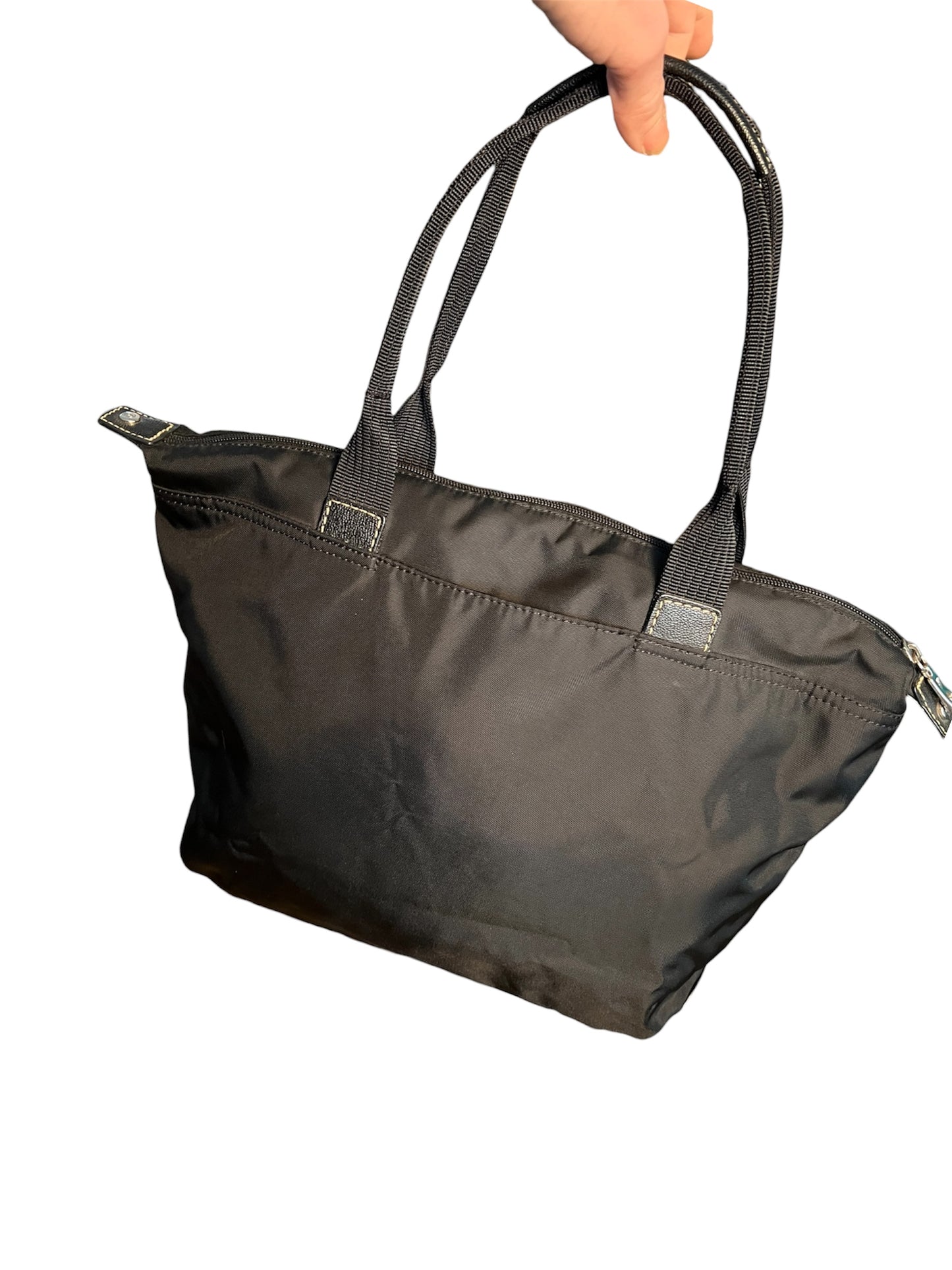 Vintage Bogner Shopper Tasche Braun Nylon Leder Logo Bag Y2K Designer groß