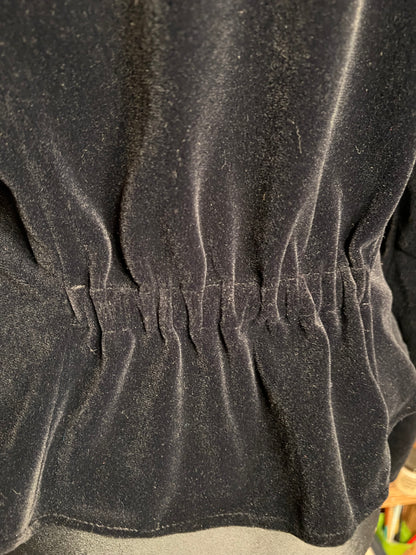 Vintage Samt Blazer 80s Power Shoulder schwarz – Statement Puffärmel – Dorette – Gr. 38–42