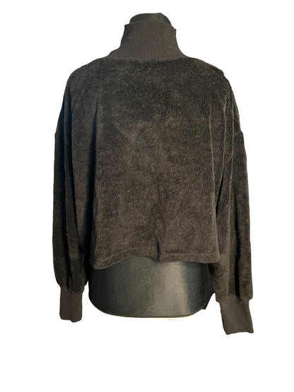 Sara's Choice: Internet Doll Teddy Fleece Cropped Pullover schwarz Gr 40 42 44 Oversize Fit XL – Dark Alternative