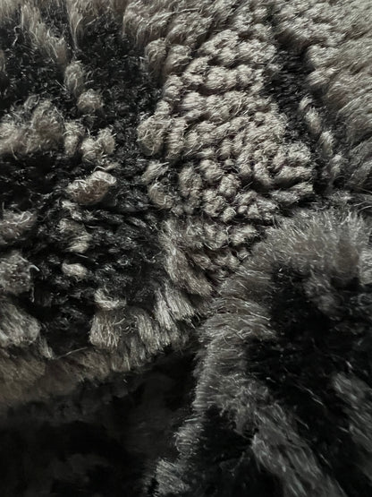 Vintage Kunstfell Weste Made in France – Dunkelgrau Schwarz Muster Bolero Oversized 38–42