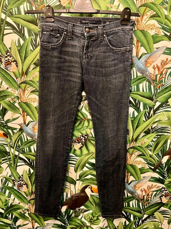 Miss Sixty Jeans Gr S "Judy" W27 | Slim Fit | Dunkelblau mit Knöpfen am Bein | Vintage Y2K