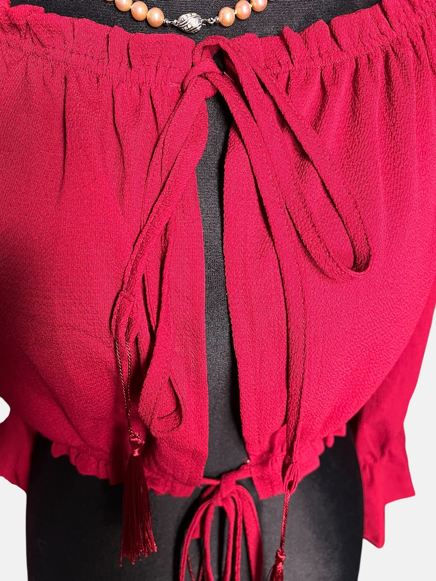 Sara's Choice: Carmen Cropped  Bluse Top weinrot  | Gr. S M L Onesize | Dark Alternative