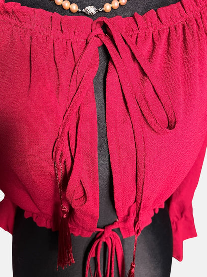 Sara's Choice: Carmen Cropped  Bluse Top weinrot  | Gr. S M L Onesize | Dark Alternative