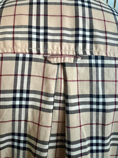 Vintage Burberry London Bluse Gr. 40 – Beige Kariert, Baumwolle, Top Zustand 90s 2000s