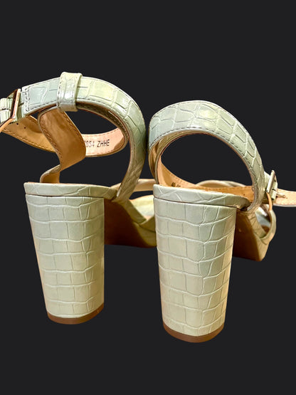 Mintgrüne Kroko Plateau-Sandaletten Gr. 40 – Y2K High Heels mit Blockabsatz von XIT