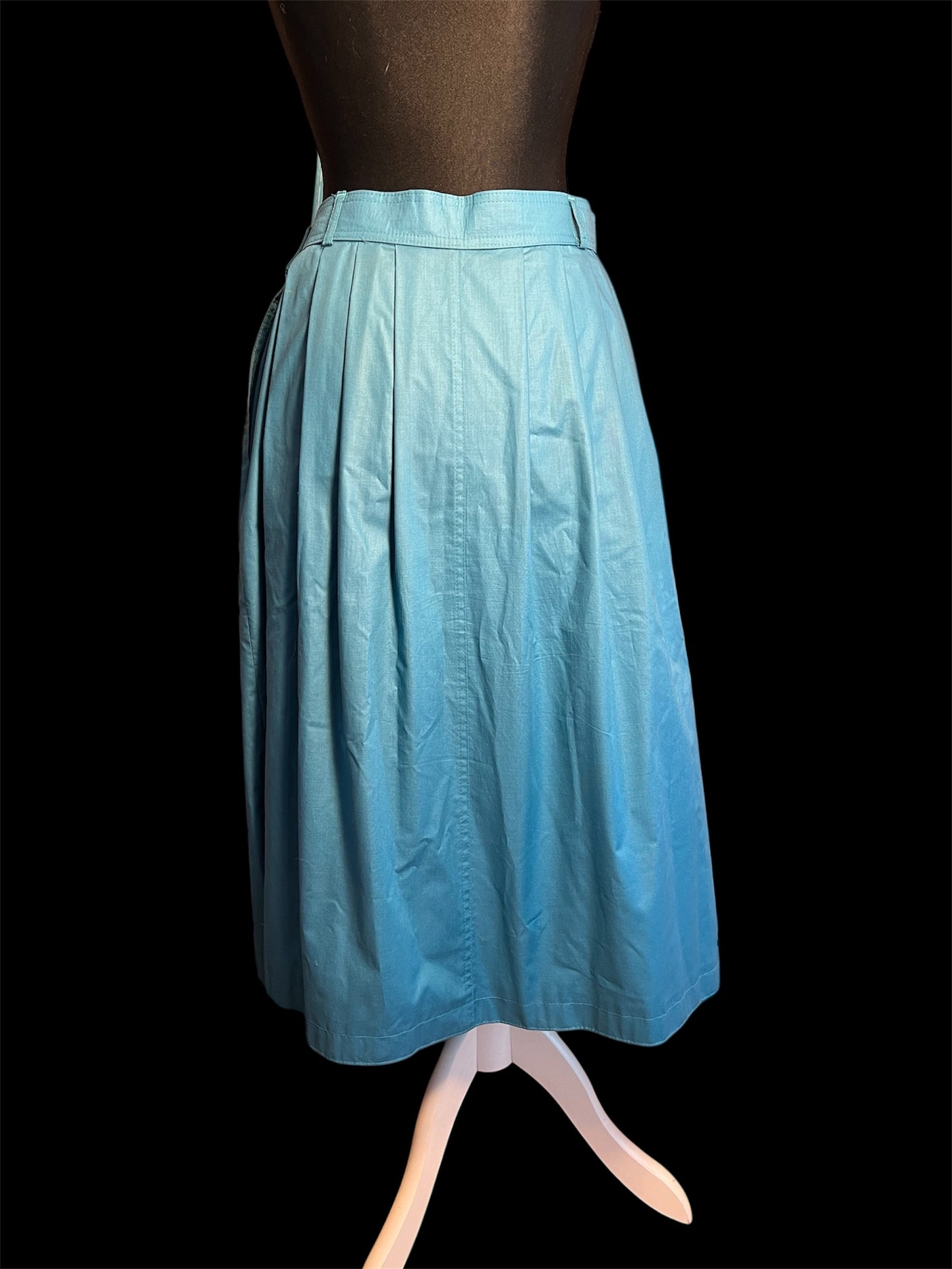 Vintage 90s Rock Petrol ALinie Falten Schleifen Lodenfrey Baumwolle Gr 38 / 40 High Waist