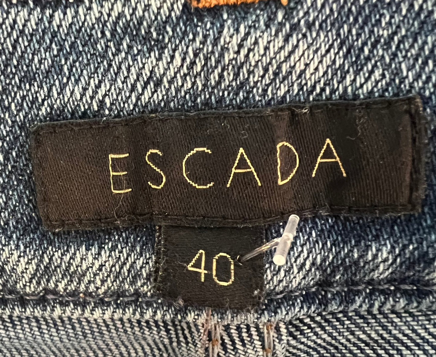 Escada Jeans Gr 40 M Medium Blue Strass Straight Fit Logo Detail Vintage y2k 2000er