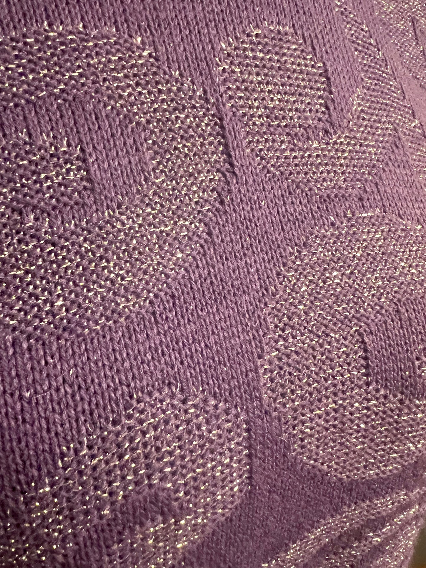 Vintage Glitzer Pullover Ombretto – Lila – Gr. M (38/40) 90s 80s Wolle