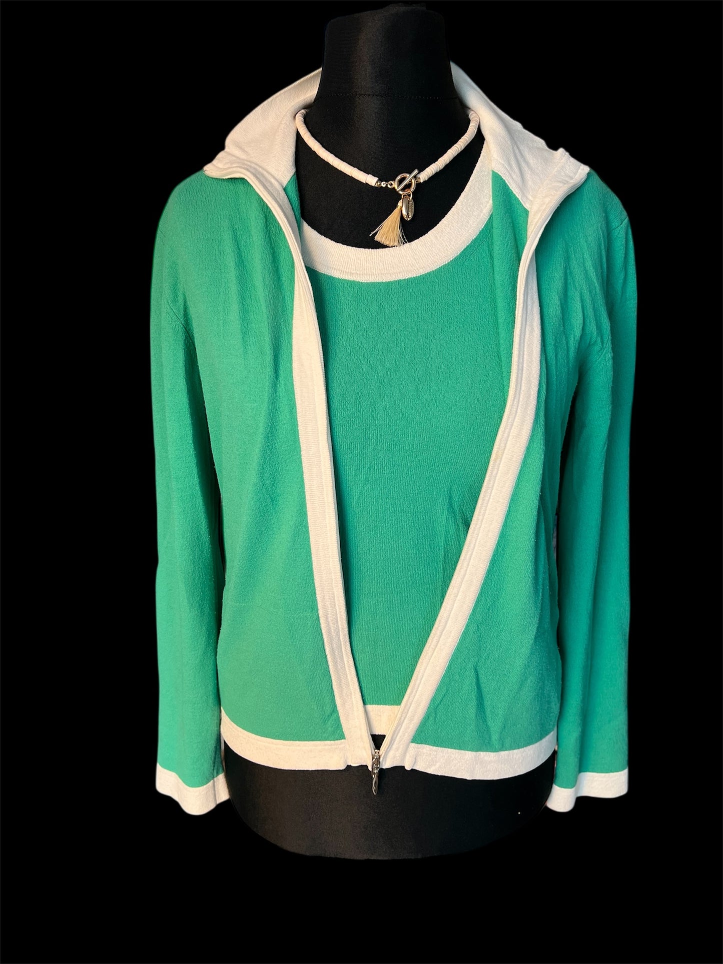 Vintage Set Trixi Schober Twinset Gr S Strickjacke + Shirt Grün 80er 90er Made in Italy 36