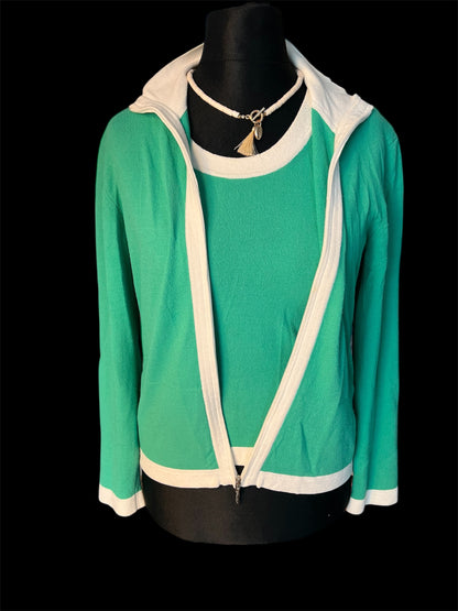 Vintage Set Trixi Schober Twinset Gr S Strickjacke + Shirt Grün 80er 90er Made in Italy 36