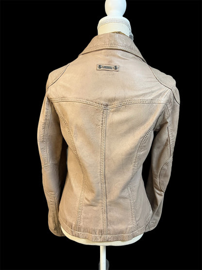 Gipsy Mauritius Lederjacke Damen Gr. S – 100% Echtleder – Blazer-Biker Mix – Beige Used Look